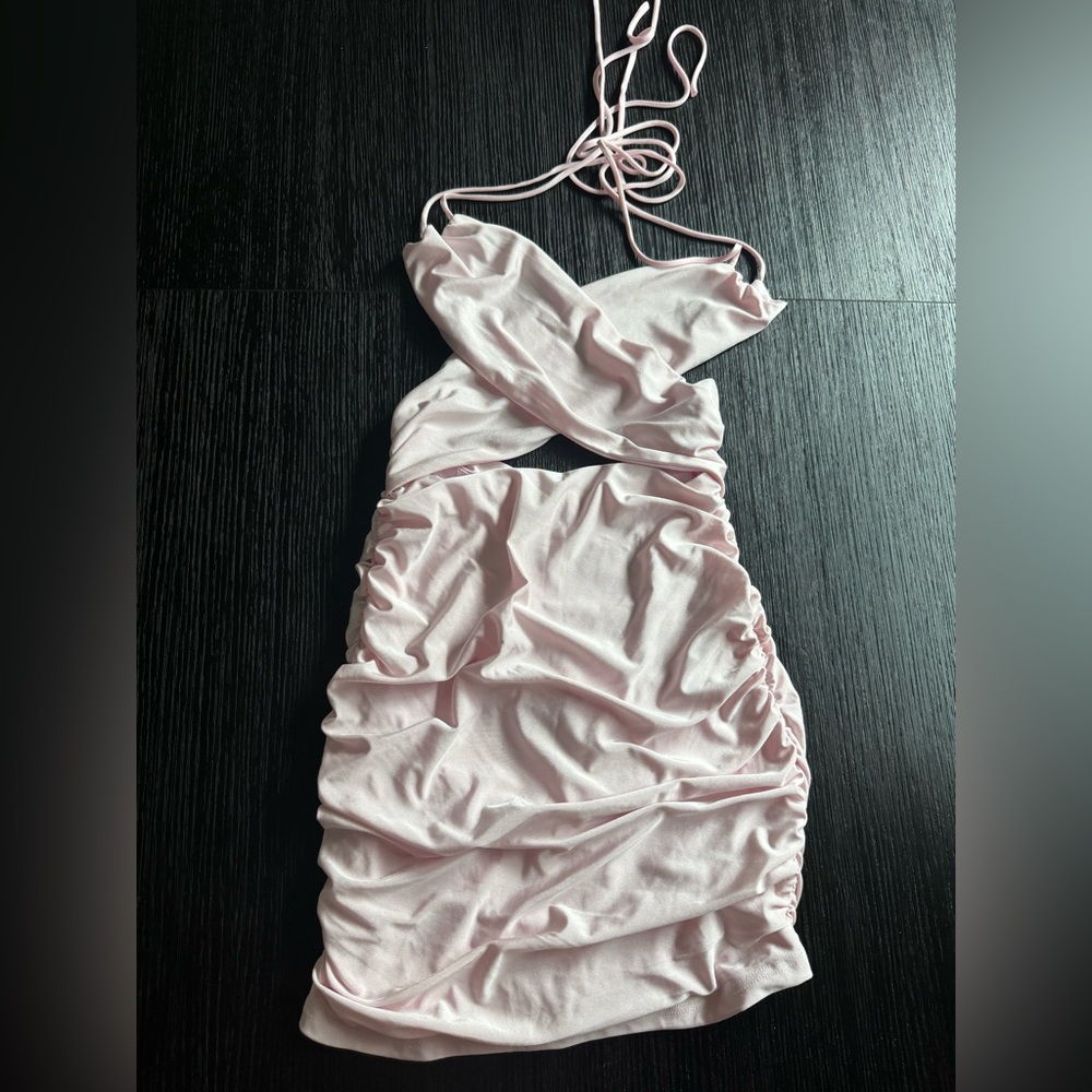 Elegant Pink Halter Dress